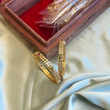Load image into Gallery viewer, Lakshmi Ji Cz Temple Pair Bangle set
