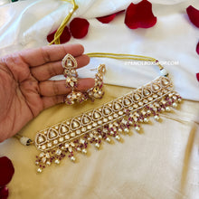 Load image into Gallery viewer, Tayani 22k gold Plated pearl Choker necklace set
