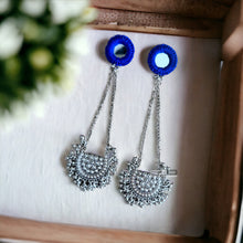 Load image into Gallery viewer, Masakali Handmade Mirror Tassel silver handmade Earrings
