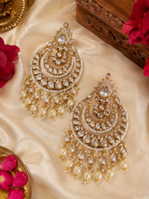 Load image into Gallery viewer, Tayani statement 22k Gold plated Chandbali Earrings
