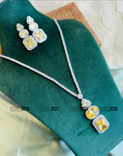 Load image into Gallery viewer, American diamond Solitaire Premium Long Necklace set
