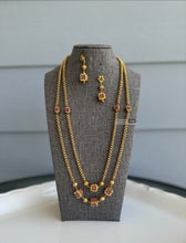 Load image into Gallery viewer, Ruby Simple Double Matar Mala temple necklace set
