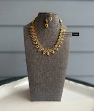 Load image into Gallery viewer, Multicolor Mango shape kemp stone pearl Necklace set  temple jewelry
