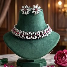 Load image into Gallery viewer, Prisha Victorian Ruby gold plated Tayani Choker Necklace set.
