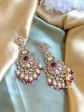 Load image into Gallery viewer, Tayani 22k gold plated Ruby chandbali earrings
