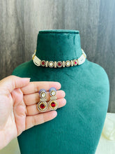 Load image into Gallery viewer, Dainty Tayani premium Gold plated Pearl Choker necklace set
