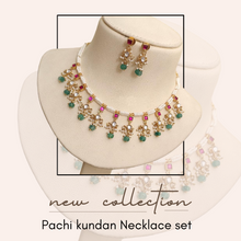 Load image into Gallery viewer, Pachi kundan White Pearl hydro beads necklace set
