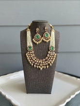 Load image into Gallery viewer, Mint Doublet Tayani 22k gold plated double layer necklace set
