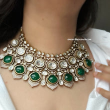 Load image into Gallery viewer, Grand Tayani Gold plated Green Premium Necklace set with maangtikka
