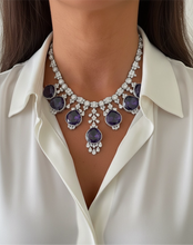 Load image into Gallery viewer, Amethyst Drop Diamond Statement Necklace Set
