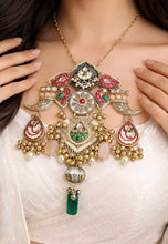 Load image into Gallery viewer, Kundan Big Statement Afghani German Silver Long Pendant necklace Pachi
