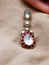 Load image into Gallery viewer, Moissanite Kundan  Gold plated Dangling Earrings
