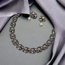 Load image into Gallery viewer, German Silver Cute elephant choker Necklace set
