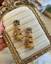 Load image into Gallery viewer, VIRAL LOTUS ENAMEL JHUMKA EARRINGS

