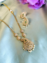 Load image into Gallery viewer, Peacock Simple cz stone Dainty Multicolor Necklace set
