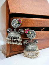 Load image into Gallery viewer, Cute elephant  pachi kundan German silver jhumka earrings
