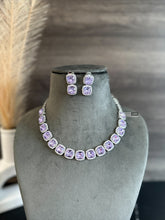Load image into Gallery viewer, Purple crystal Svarovski American diamond Necklace Set

