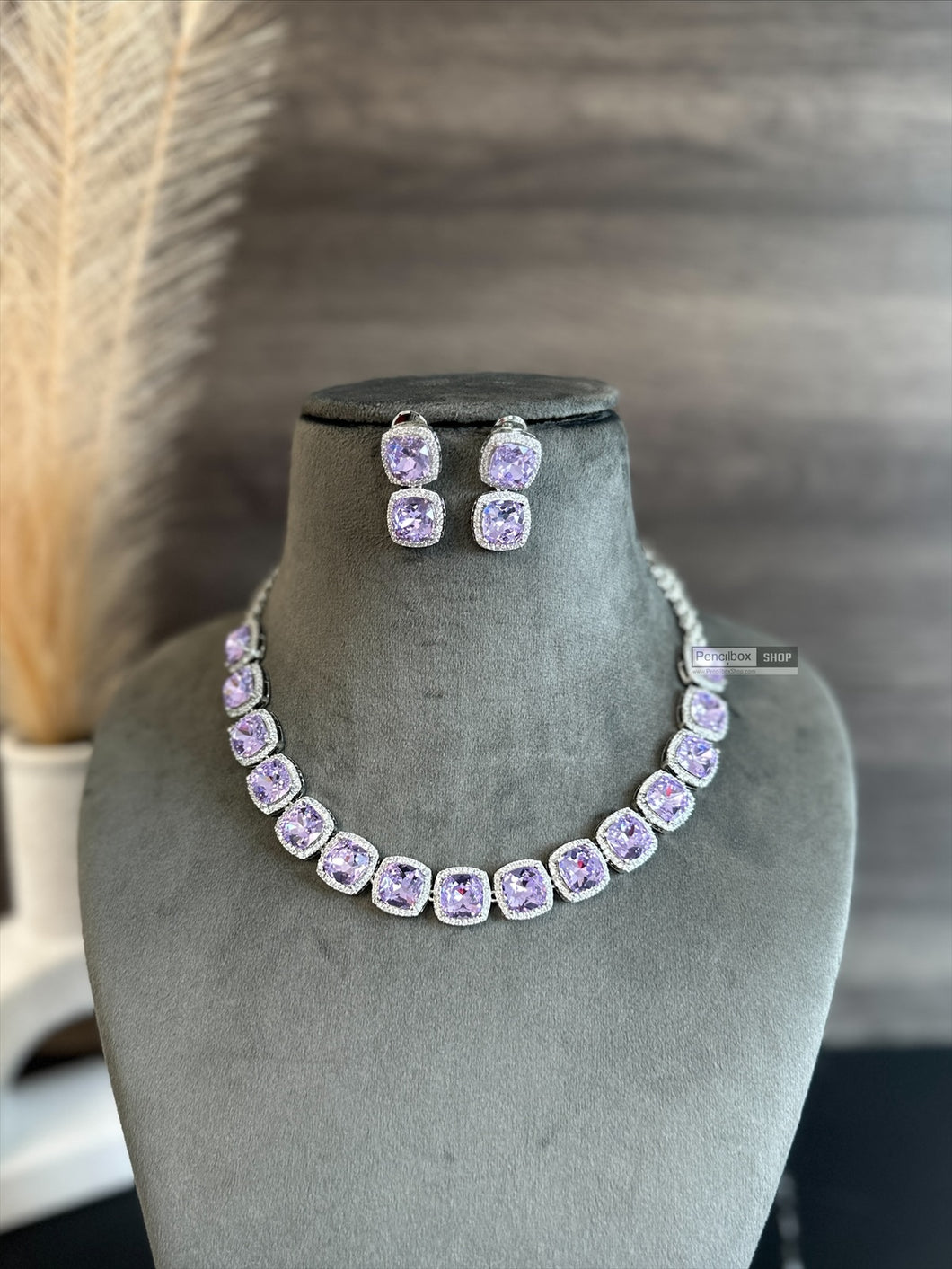 Purple crystal Svarovski American diamond Necklace Set