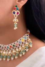 Load image into Gallery viewer, Multicolor Premium Moissanite Pearl Drop Designer Necklace set
