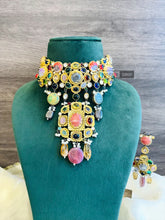 Load image into Gallery viewer, Heritage Designer inspired gem stone Premium Sabya inspired Heritage Necklace set
