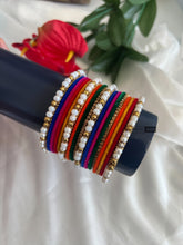 Load image into Gallery viewer, Pearl Velvet Multicolor bangle set
