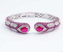 Load image into Gallery viewer, Solitaire openable Baguette Star Bracelet bangle Cuff
