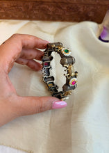 Load image into Gallery viewer, Multicolor Nandi Openable German Silver Lookalike Kada Bangle
