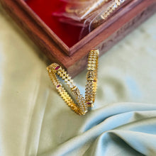 Load image into Gallery viewer, Lakshmi Ji Cz Temple Pair Bangle set

