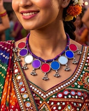 Load image into Gallery viewer, Afghani Mirror Multicolor Navratri  Necklace
