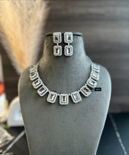 Load image into Gallery viewer, Designer Silver Finish American Diamond Necklace set
