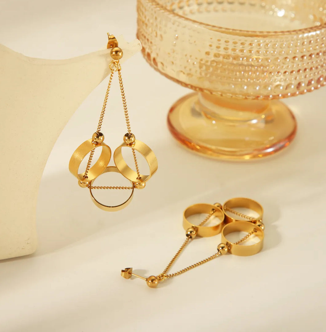 18k gold plated Hanging circle stainless steel earrings IDW