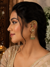 Load image into Gallery viewer, TRENDING Festival Kemp stone Pearl Ethnic Ear cuff Temple earrings
