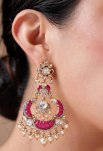 Load image into Gallery viewer, Madhuri Ruby Tayani gold plated Chandbali Earrings
