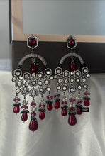 Load image into Gallery viewer, American diamond Long Ruby Victorian Dangling Earrings
