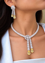 Load image into Gallery viewer, Solitaire Yellow Necklace Set with Earrings worn
