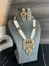 Load image into Gallery viewer, Falak 22k gold plated Green Pearl Long Tayani Premium Necklace set
