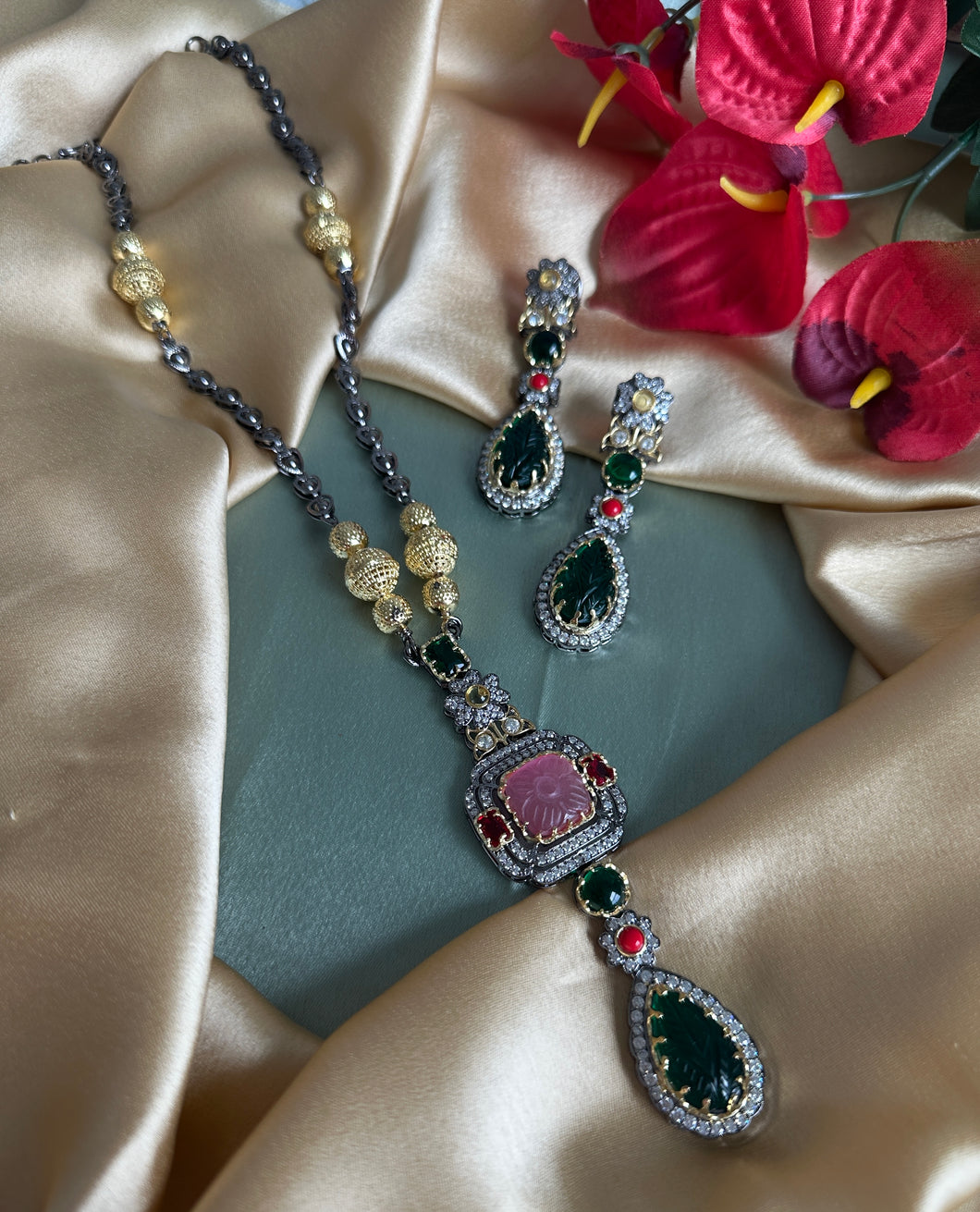 Sabya Replica Long Multicolor necklace set