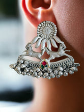 Load image into Gallery viewer, German silver pachi kundan Horse turkish Silver 92.5 silver coated Ghunghroo Earrings
