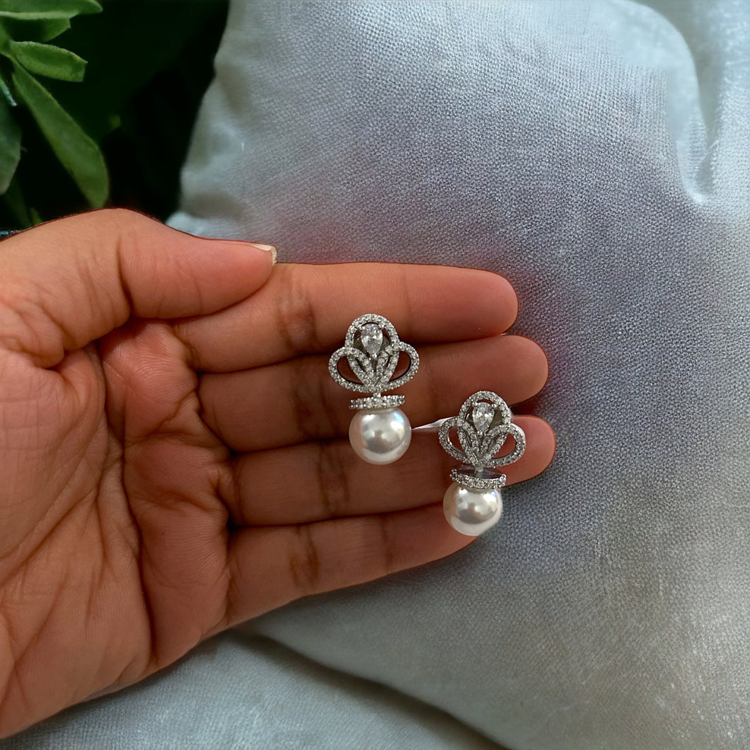 American diamond Pearl Stud Small Earrings