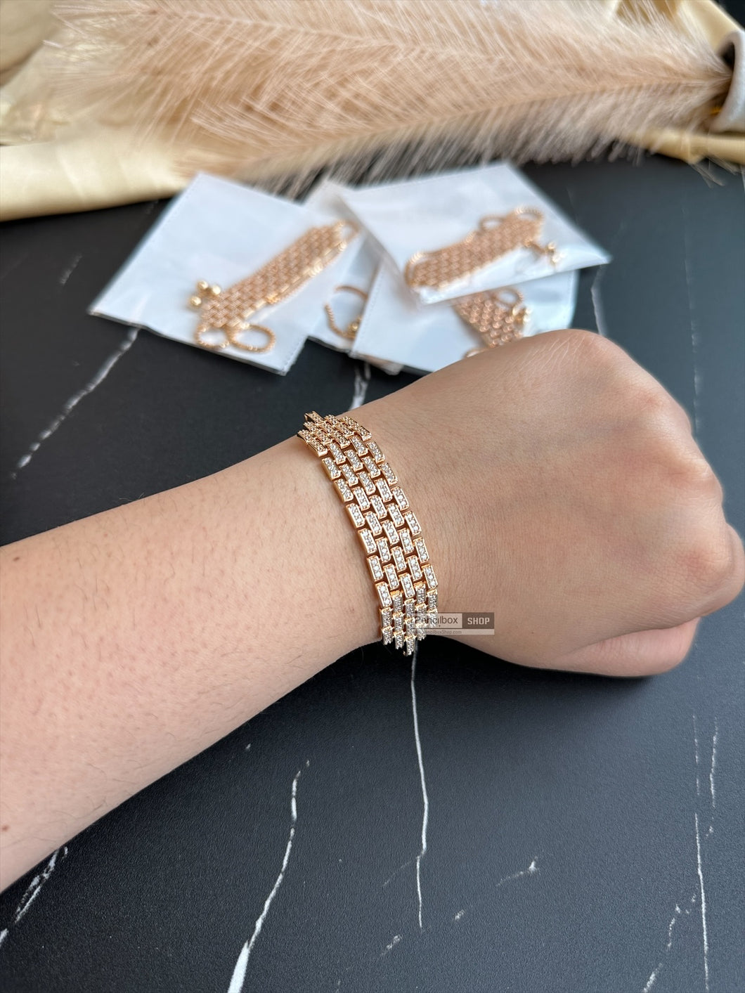 American Diamond Cz Golden adjustable tennis bracelet