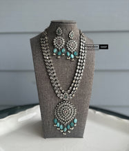 Load image into Gallery viewer, German silver Three layer Long Statement Necklace set
