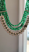 Load image into Gallery viewer, Green Celebrity inspired Layered Gold Plated Long Mala Premium Tayani Necklace
