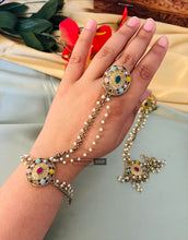Load image into Gallery viewer, Pair of Polki Chain Pearl statement  hathphool
