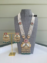 Load image into Gallery viewer, Ruby geeen Rajwadi kemp stone Haram Designer Necklace set
