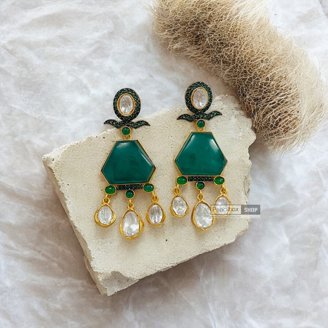 Premium Semi stone Invisible work Real moissanite drop Earrings