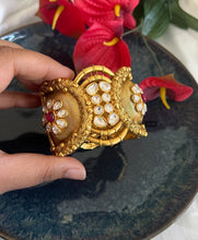 Load image into Gallery viewer, Ruby Kundan antique finish Statement Openable kada
