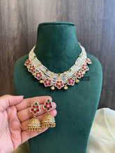 Load image into Gallery viewer, Pearl Ruby Green Rajwadi Premium Necklace set
