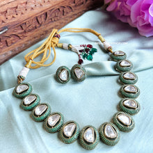 Load image into Gallery viewer, Green Invisible Setting Moissanite Statement Classy Necklace set
