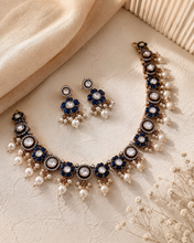 Load image into Gallery viewer, Flower Pearl Drop Premium Moissanite Designer Necklace set

