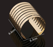 Load image into Gallery viewer, Golden Stripe Stainless steel Broad Openable cuff Bracelet IDW
